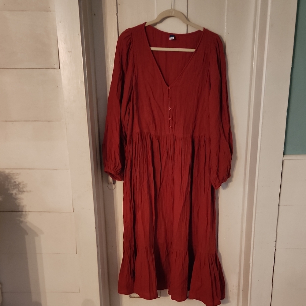 Old Navy Deep Red Long Sleeve Dress